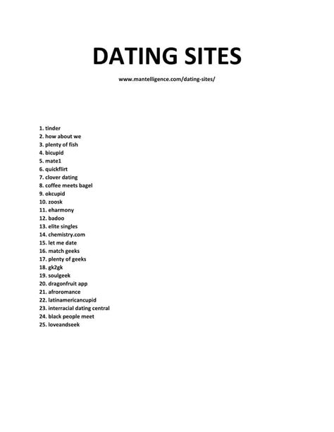 lists of dating sites